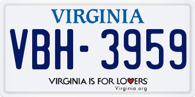 VA license plate VBH3959