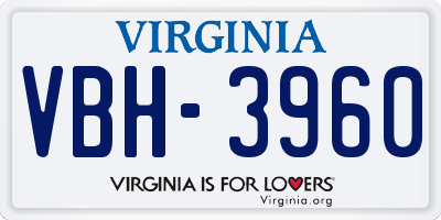 VA license plate VBH3960