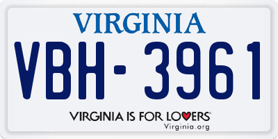 VA license plate VBH3961