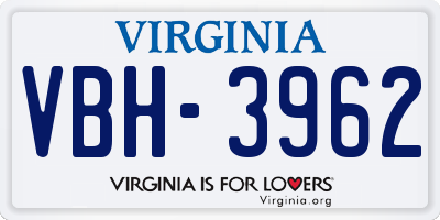 VA license plate VBH3962