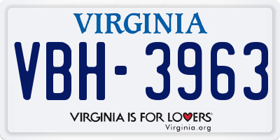 VA license plate VBH3963