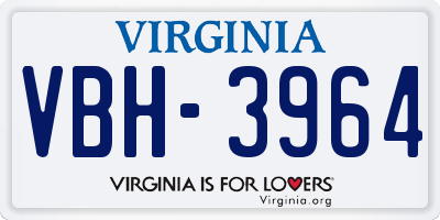 VA license plate VBH3964