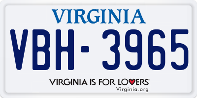 VA license plate VBH3965