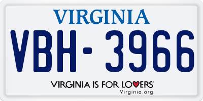 VA license plate VBH3966