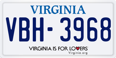 VA license plate VBH3968