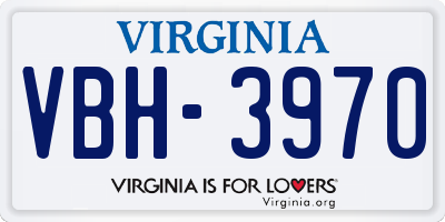 VA license plate VBH3970