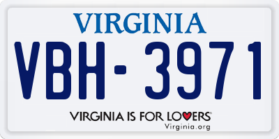 VA license plate VBH3971