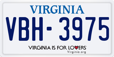 VA license plate VBH3975