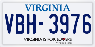 VA license plate VBH3976