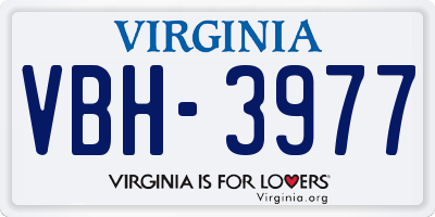 VA license plate VBH3977