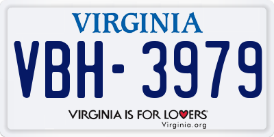 VA license plate VBH3979