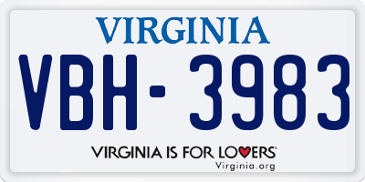VA license plate VBH3983