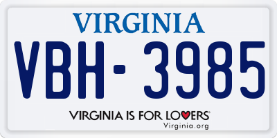 VA license plate VBH3985