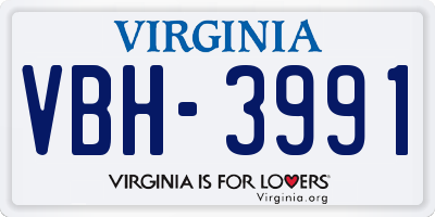 VA license plate VBH3991