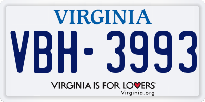 VA license plate VBH3993