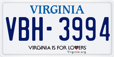 VA license plate VBH3994