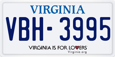 VA license plate VBH3995