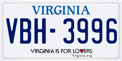VA license plate VBH3996
