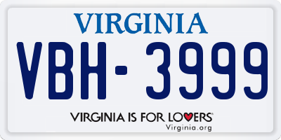 VA license plate VBH3999