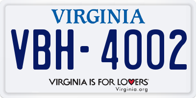 VA license plate VBH4002