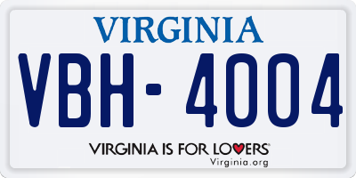VA license plate VBH4004