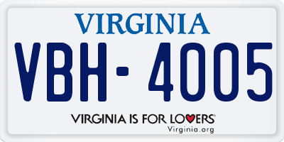 VA license plate VBH4005