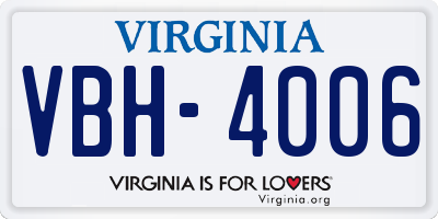 VA license plate VBH4006