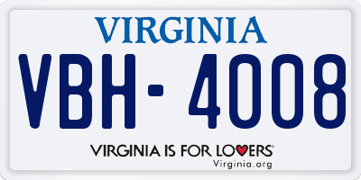 VA license plate VBH4008