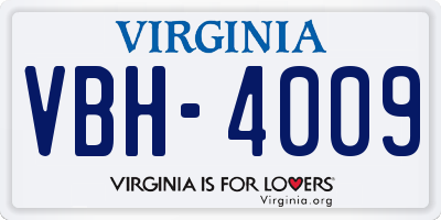 VA license plate VBH4009