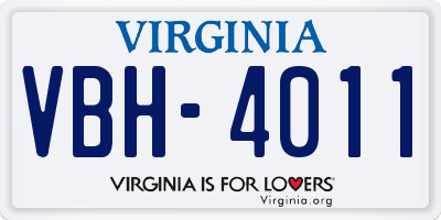 VA license plate VBH4011
