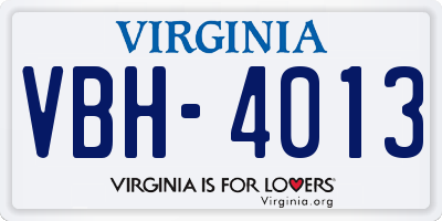 VA license plate VBH4013