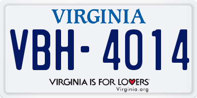 VA license plate VBH4014