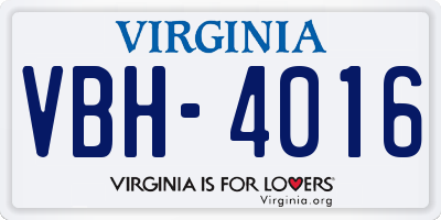 VA license plate VBH4016