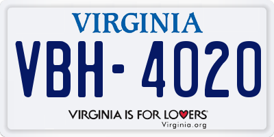 VA license plate VBH4020