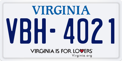 VA license plate VBH4021