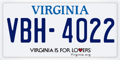 VA license plate VBH4022
