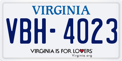 VA license plate VBH4023
