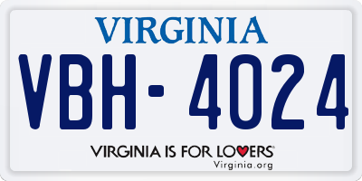 VA license plate VBH4024