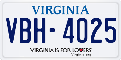 VA license plate VBH4025
