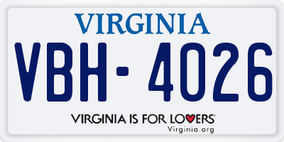 VA license plate VBH4026