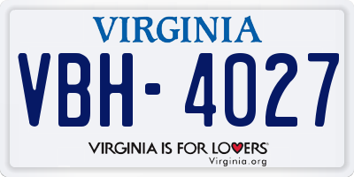 VA license plate VBH4027