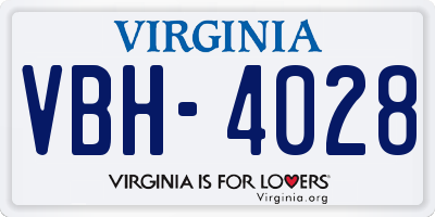VA license plate VBH4028