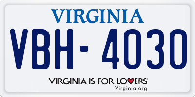 VA license plate VBH4030
