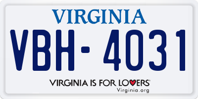VA license plate VBH4031