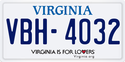VA license plate VBH4032