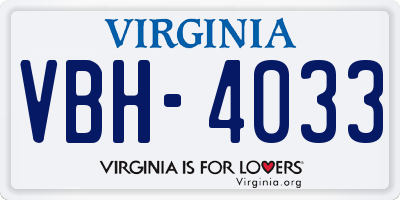 VA license plate VBH4033