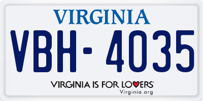 VA license plate VBH4035
