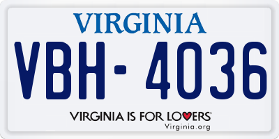 VA license plate VBH4036