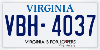 VA license plate VBH4037