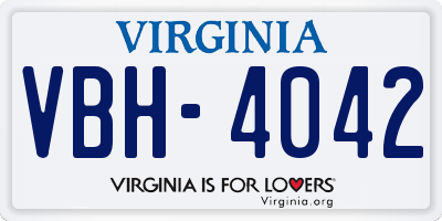 VA license plate VBH4042